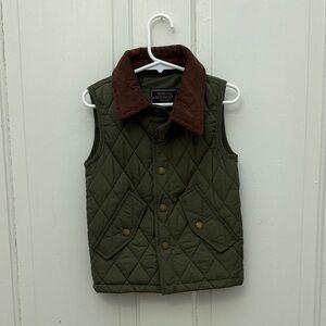Properly Tied~Beaumont Collection Vest with Brown Corduroy Collar - Olive Green